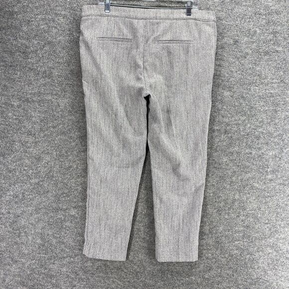 New H&M Pants Women 14 Gray Mid Rise Pleated Pockets Skinny Casual Chino Comfort - Picture 2 of 11
